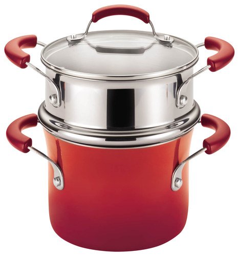 Rachael Ray - 3-Quart Covered Steamer Set - Red